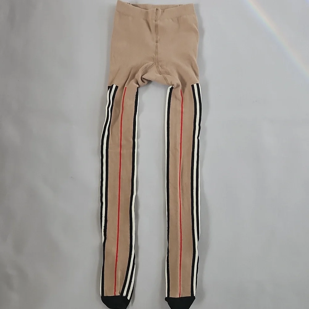 NEW! Burberry Kids Beige Icon Stripe Tights Size 8Y
